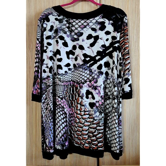 Eva Varro Women's Top Size XXL Black Multicolor Abstract Soft Flattering EUC - Picture 2 of 4